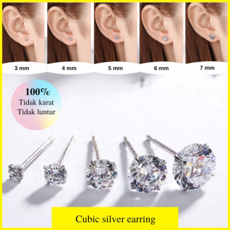 JV | (High Silver) 100% 925 pure silver CUBIC EARRING ( 2m-10m)